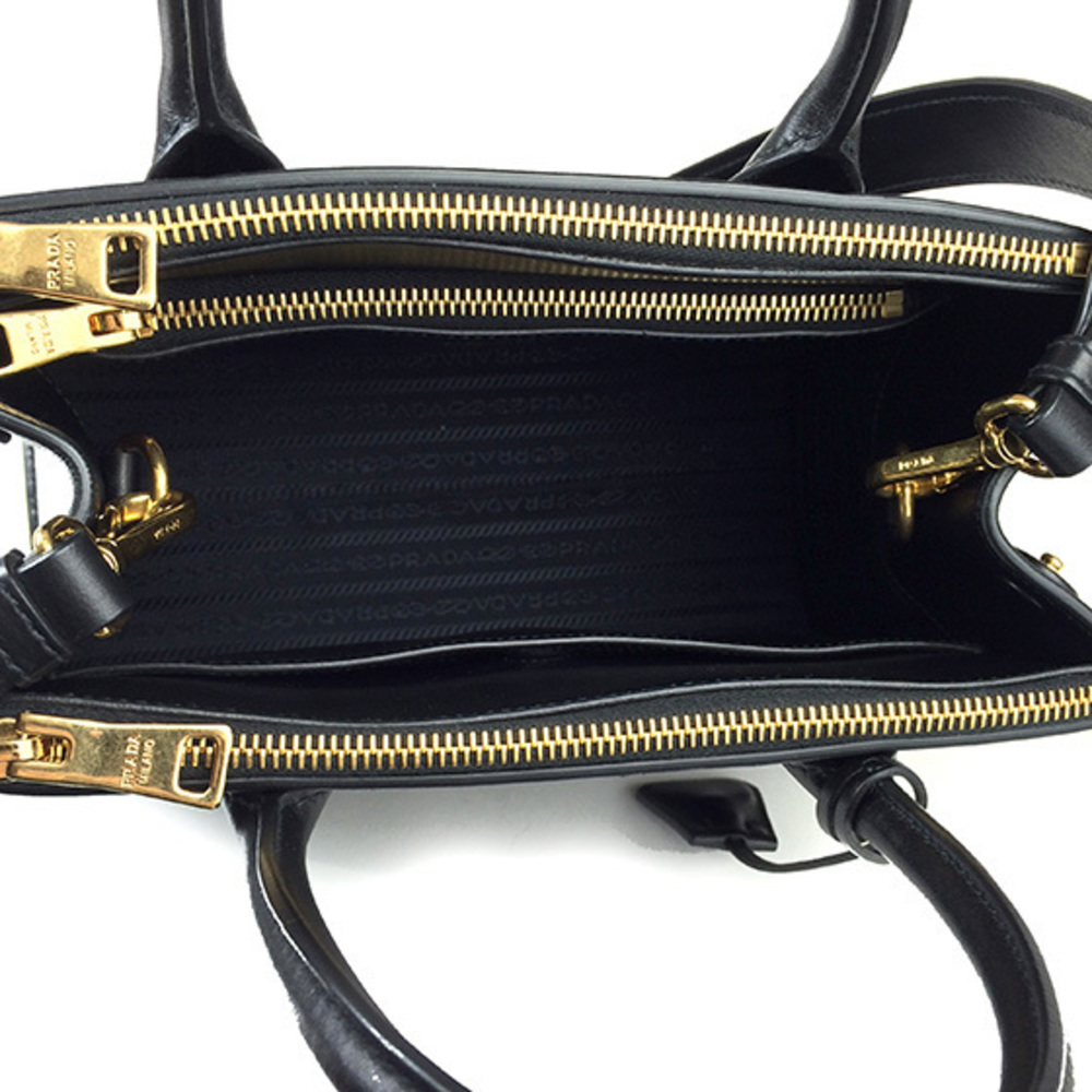 Prada Saffiano Calf Leather Paradigm Black 2way Handbag - Picture 5 of 6